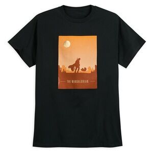Star Wars The Mandalorian Mando & the Child at Dusk T-Shirt in Black, Size L,NWT